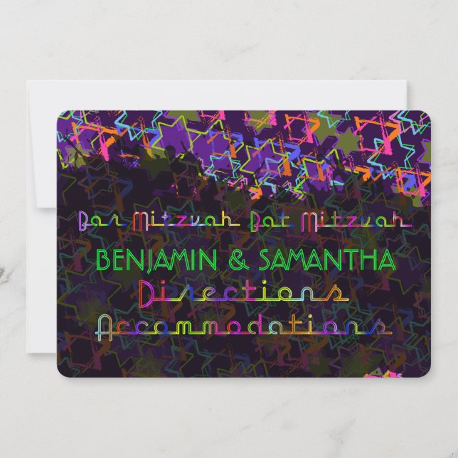 PixDezines NEON/GRUNG STARS/DIRECTIONS Invitation (Front)