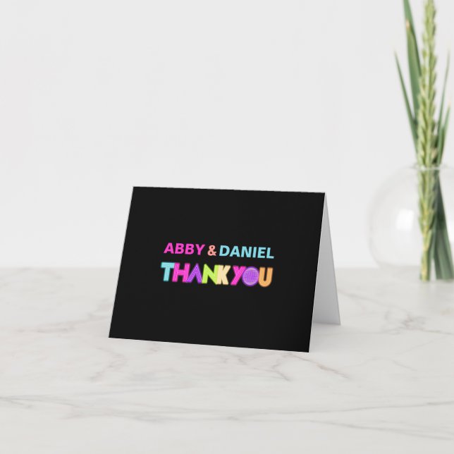 PixDezines Neon Lights B'nai Mitzvah Thank You Car Card (Front)