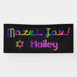 PixDezines Neon Lights Mazel Tov Banner 6'x2.5'