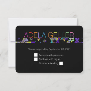PixDezines neons/typography/bar mitzvah RSVP Invit Invitation