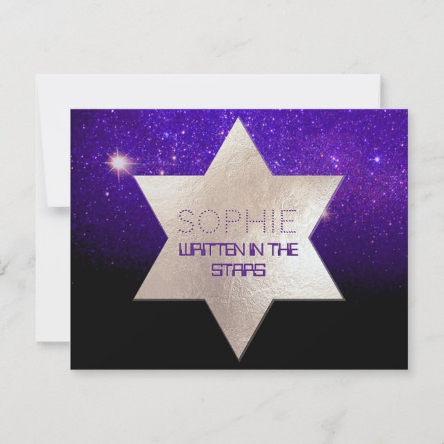 PixDezines Night Sky/Purple/Mitzvah Celebration Invitation (Front)