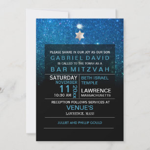 PixDezines Night Sky/Teal/typography/bar mitzvah Invitation