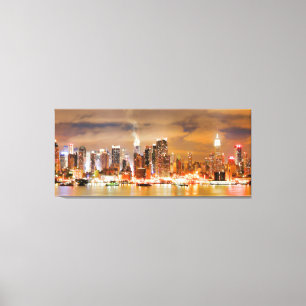 PixDezines NYC Skyline/Manhattan/Night Lights Canvas Print