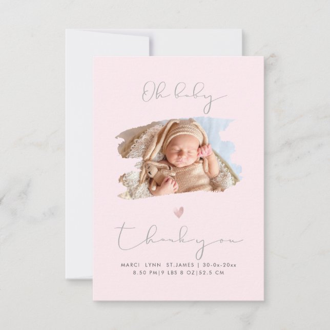 PixDezines Oh Baby Shower Thank You DIY Colour Card (Front)