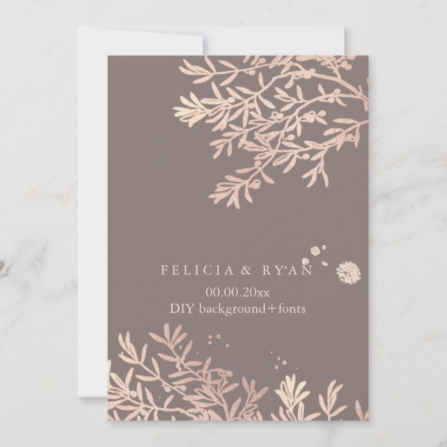 PixDezines Olive Branches/Rose Gold/DIY Bckgrnd Invitation (Front)