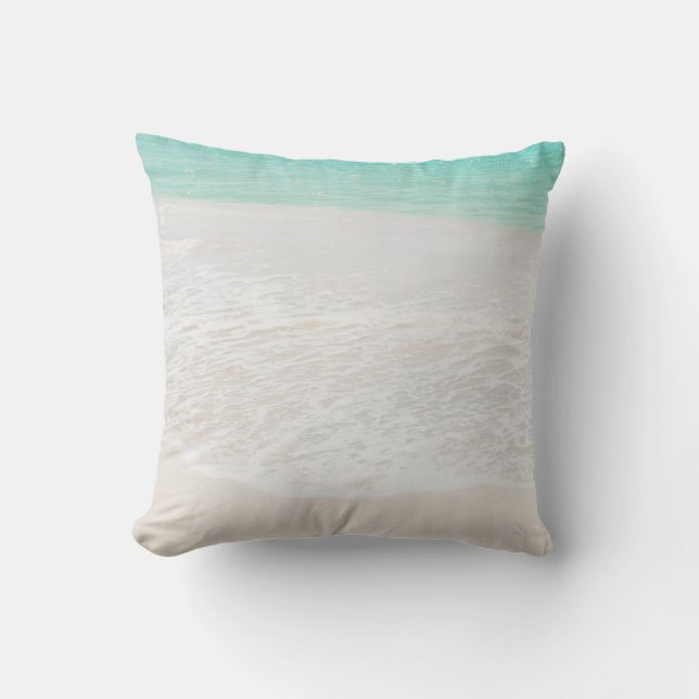 PixDezines on the beach Throw Pillow (Front)