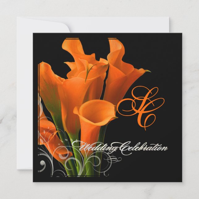 PixDezines orange calla lily/DIY background colour Invitation (Front)