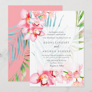PixDezines Orchid Isle, Blissful Pink Orchid Palms Invitation