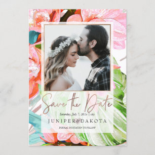 PixDezines Orchid Isle, Palms, Tropical Save Date Invitation