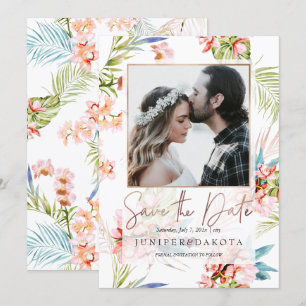 PixDezines Orchid Isle, Peach Orchid+Palms Invitation