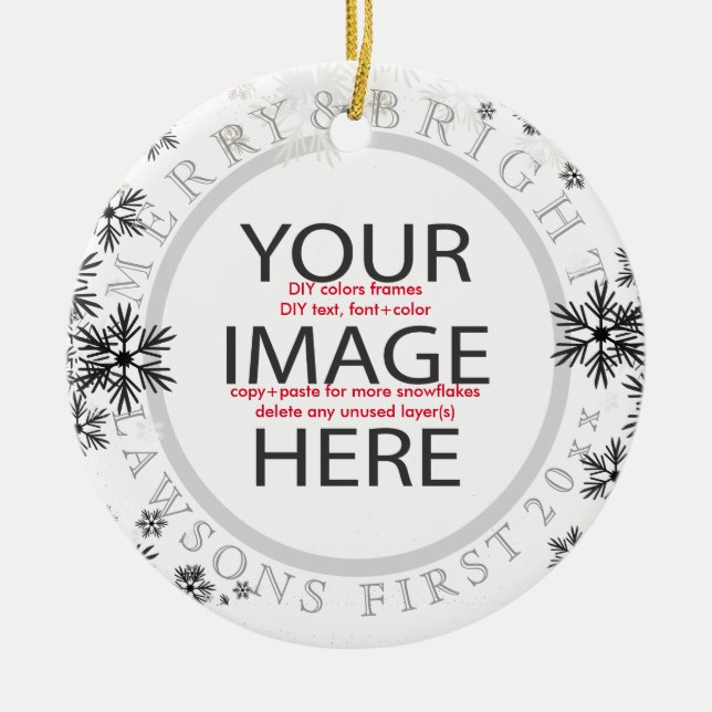 PixDezines our first christmas/DIY colours Ceramic Ornament (Front)