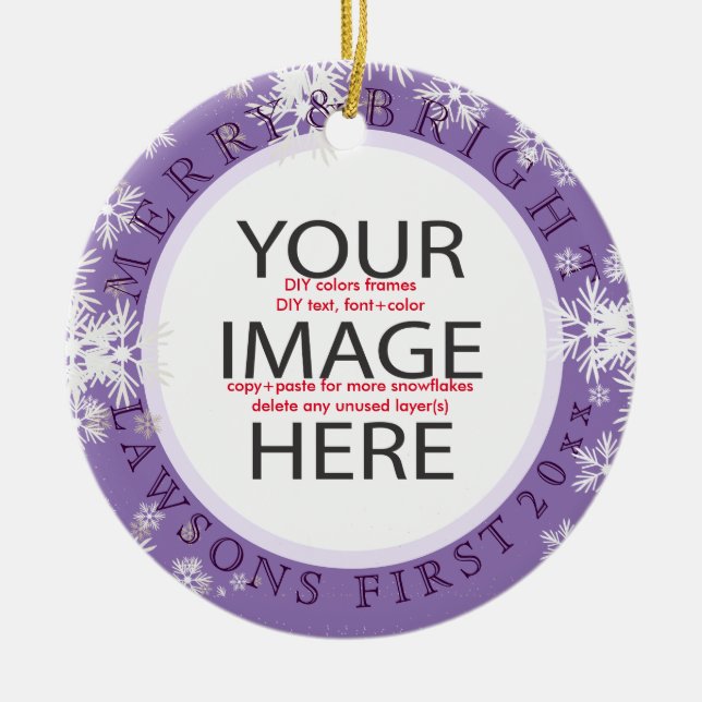 PixDezines our first christmas/DIY colours Ceramic Ornament (Front)