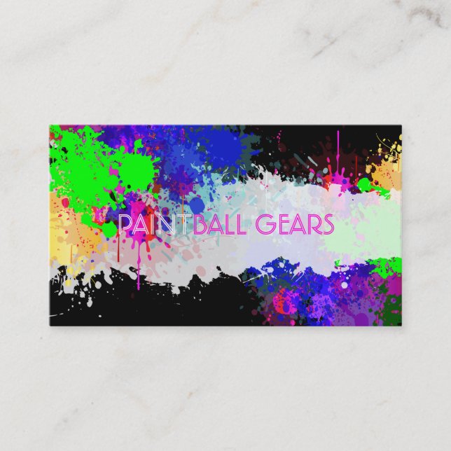 PixDezines paint splatters/ball/faux silver Business Card (Front)
