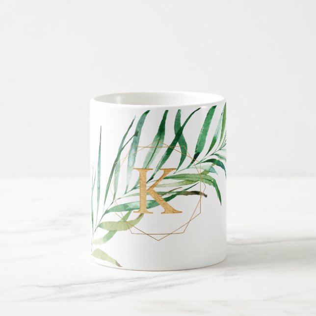PIXDEZINES PALM FRONDS | MONOGRAM A-Z COFFEE MUG (Center)