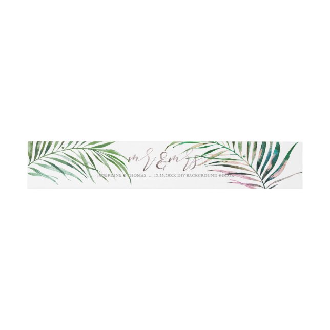PixDezines Palm Fronds Mr.+Mrs. Invitation Belly Band (Flat)