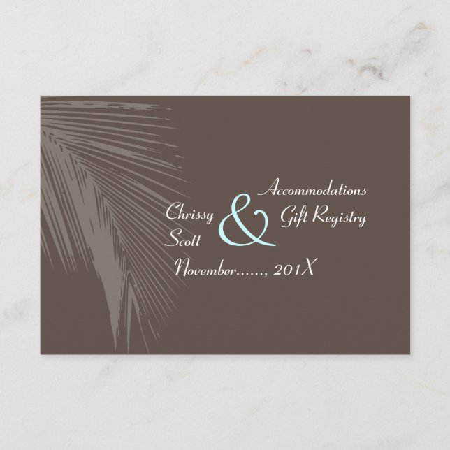 PixDezines palm fronds silhouette/cocoa+blue/hotel Enclosure Card (Front)