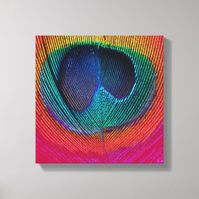 PixDezines Paon Psychédélique, rose chaud, toile (Recto)