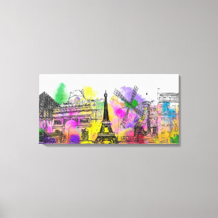 PixDezines paris colour run, eiffel tower Canvas Print
