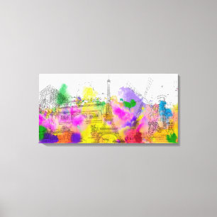 PixDezines paris colour run, eiffel tower Canvas Print
