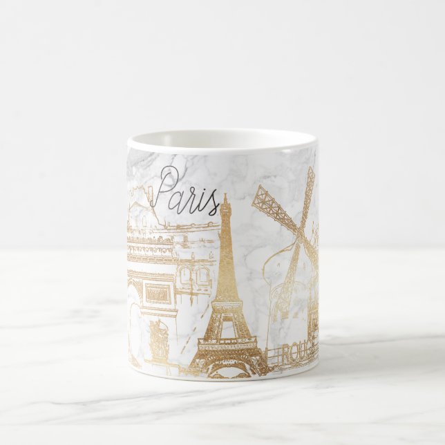 PixDezines PARIS in FAUX GOLD+MARBLE Coffee Mug (Center)