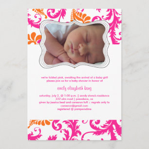 PixDezines pavo damask/birth announcement/shower Invitation