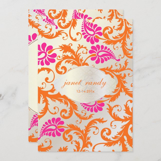 PixDezines pavo damask Invitation (Front/Back)