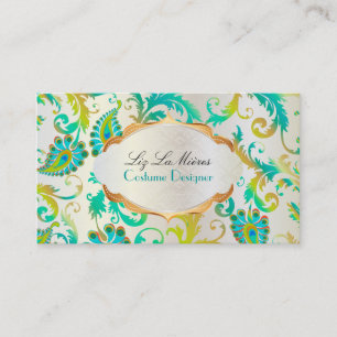 PixDezines pavo damask/peacock teal Business Card