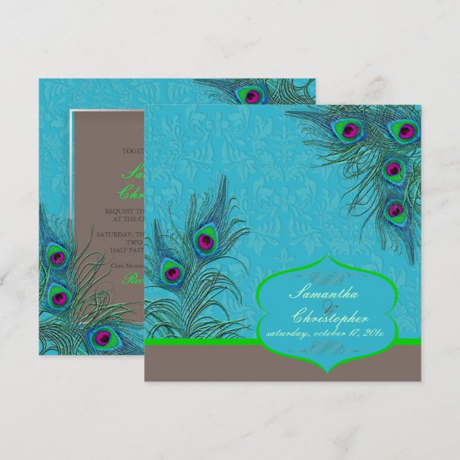 PixDezines Peacock Charm Invitation (Front/Back)