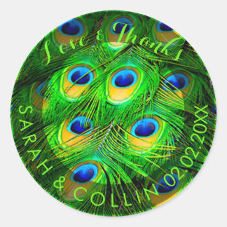 PixDezines peacock feather Classic Round Sticker