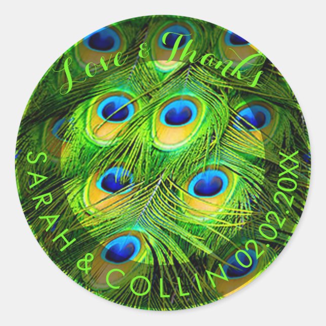 PixDezines peacock feather Classic Round Sticker (Front)