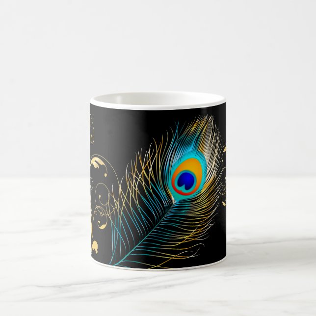 PixDezines peacock feather Coffee Mug (Center)