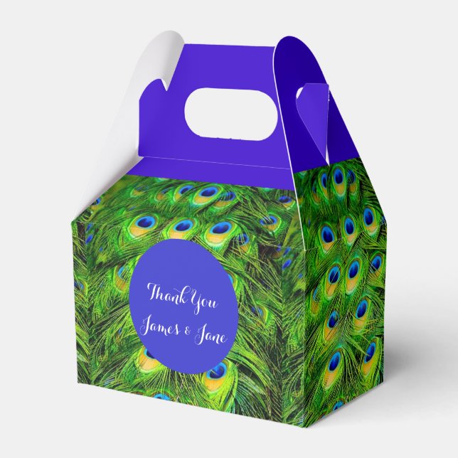 PixDezines peacock feather/diy accent colour Favor Box (Front Side)