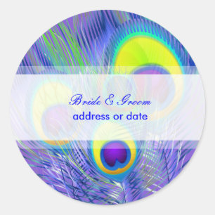 PixDezines Peacock Feather/diy background colour Classic Round Sticker