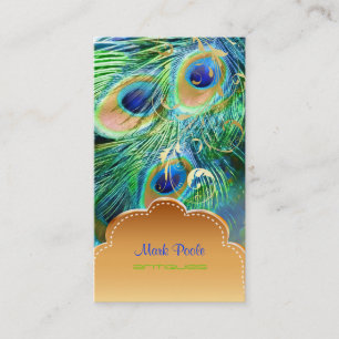 PixDezines Peacock feather+filigree swirls Business Card