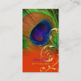 PixDezines Peacock feather+filigree swirls Business Card