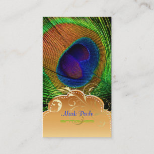PixDezines Peacock feather+filigree swirls Business Card