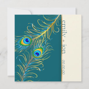 PixDezines peacock feather/teal Invitation