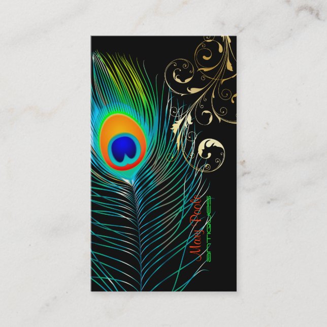 PixDezines Peacock+filigree swirls Business Card (Front)