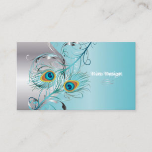 PixDezines peacock filigree+swirls/silver+blue ice Business Card