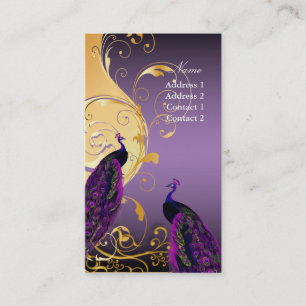 PixDezines Peacocks on gilded iron swirls DIY colo Business Card