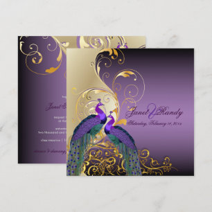 PixDezines PEACOCKS/PURPLE/GOLD/FILIGREE/SWILRS Invitation