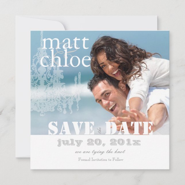 PixDezines Photo Save Date, DIY custom colour Save The Date (Front)
