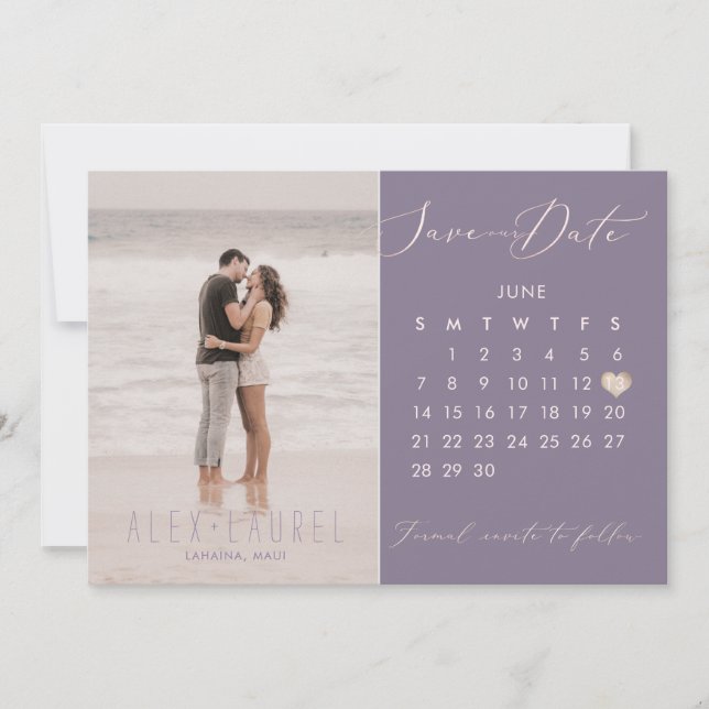 PixDezines Photo Save the Date Calendar Blush Pink Invitation (Front)