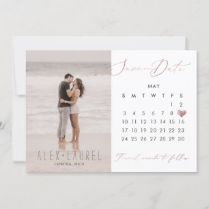PixDezines Photo Save the Date Calendar rose gold Invitation
