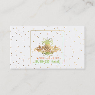 PixDezines Pineapples/Faux Gold Specks Business Card