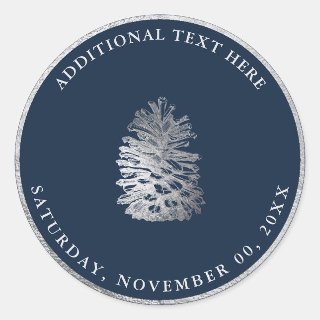PixDezines PINECONE FAUX SILVER|DIY BACKGROUND Classic Round Sticker (Front)