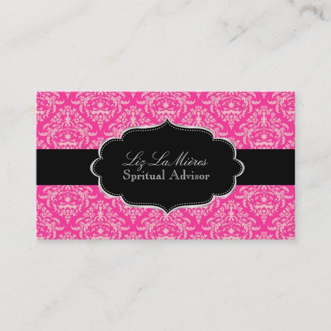PixDezines Pink Céline Damask/DIY colour Business Card (Front)