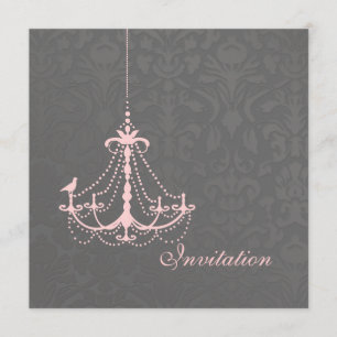 PixDezines Pink Chandelier+Flora Damask Invitation