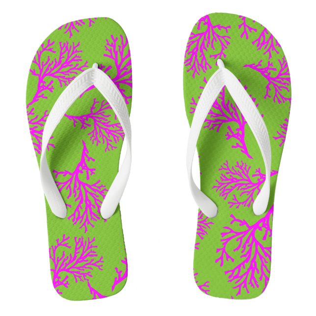 PixDezines pink corals/DIY colours Flip Flops (Footbed)