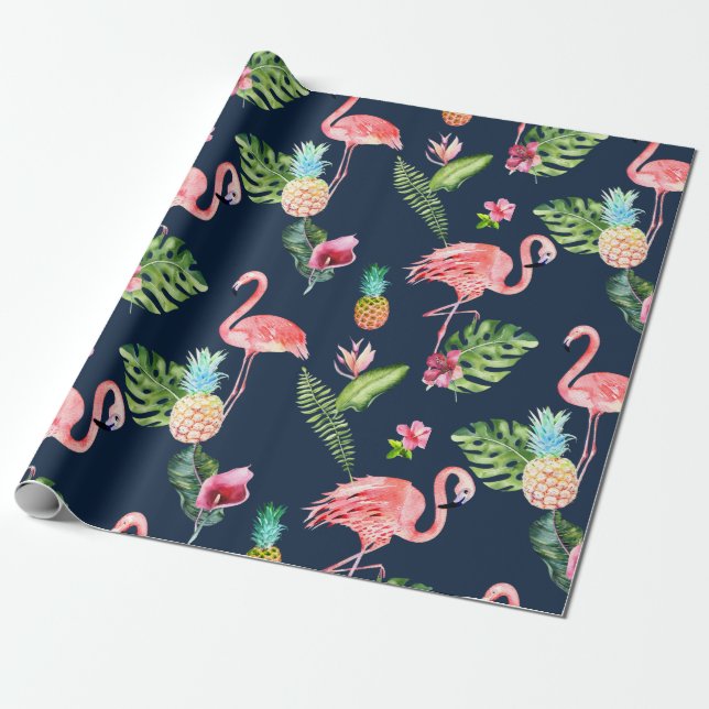 PixDezines PINK FLAMINGOS | DIY BACKGROUND Wrapping Paper (Unrolled)